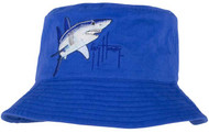 Guy Harvey Mako Shark Youth Bucket Hat in Royal Blue of Sparkle Pink
