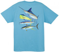 Guy Harvey Foursome Men's Back-Print Tee w/ Pocket in Kelly Green, White, Red, Yellow or Aqua Blue