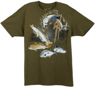 Guy Harvey Inshore Jackpot Young Man's Tee in Army Green 