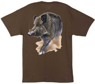 Al Agnew Wild Boar Back-Print Tee w/ Pocket in Brown