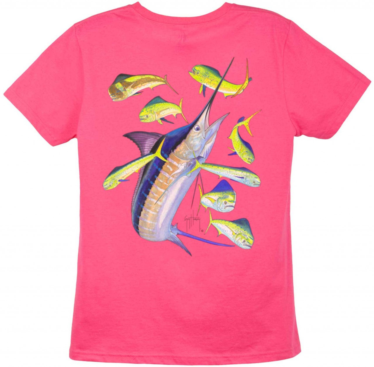 Guy Harvey Marlin Dorado Back-Print Ladies Tee with Front Signature in  Caribbean Blue, Raspberry or White