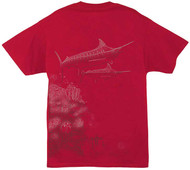 Guy Harvey Dawn Patrol Men's Back-Print Pocketless Tee w/ Front Signature in Turquoise, Red or Black