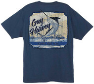 Guy Harvey Saving Our Seas Men's Back-Print Tee w/ Pocket in White, Navy, Denim or Cardinal