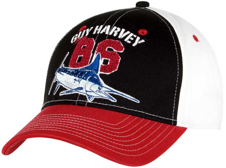 Guy Harvey Pirate Shark Cotton Twill & Mesh Truckers Hat in Black