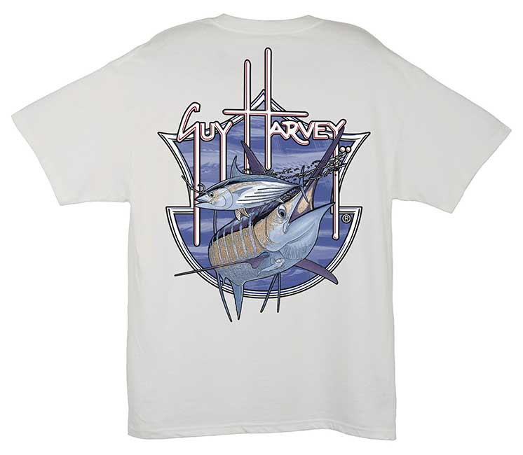 Chemise Vintage Guy Harvey Pour Homme, Taille XL, Imprimé Poissons (marlin/voilier), Bleue