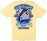 Guy Harvey Blue Marlin Invitational Men's Back-Print Tee w/Pocket in White, Yellow or Aqua Blue