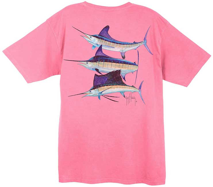 Guy Harvey Vintage Grand Slam Back-Print Men's Tee w/ Pocket in Vintage  Caribbean Blue, Vintage Kiwi, Vintage Pink or Vintage Melon