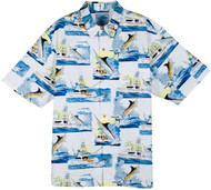 Guy Harvey Sportfishing Woven, Aloha-Style Shirt in White 