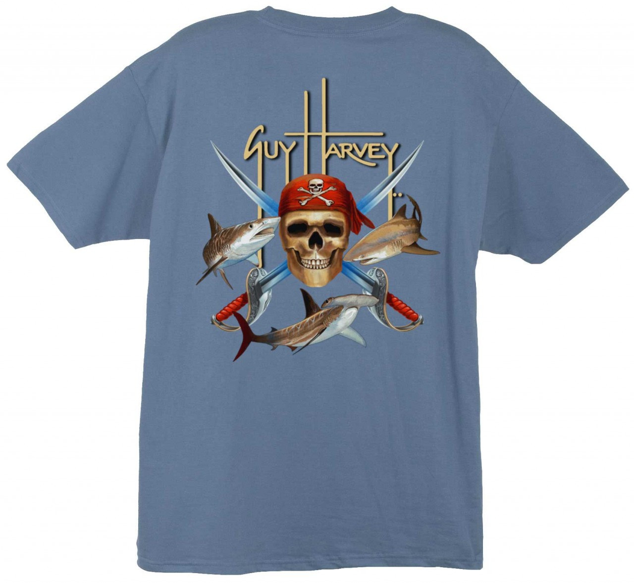 Guy Harvey Pirate Shark Back-Print T-Shirt