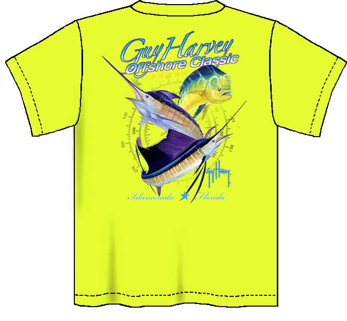 Guy Harvey Offshore Classic Neon Boys Tee Shirt in Neon Pink, Neon Yellow  or Neon Orange