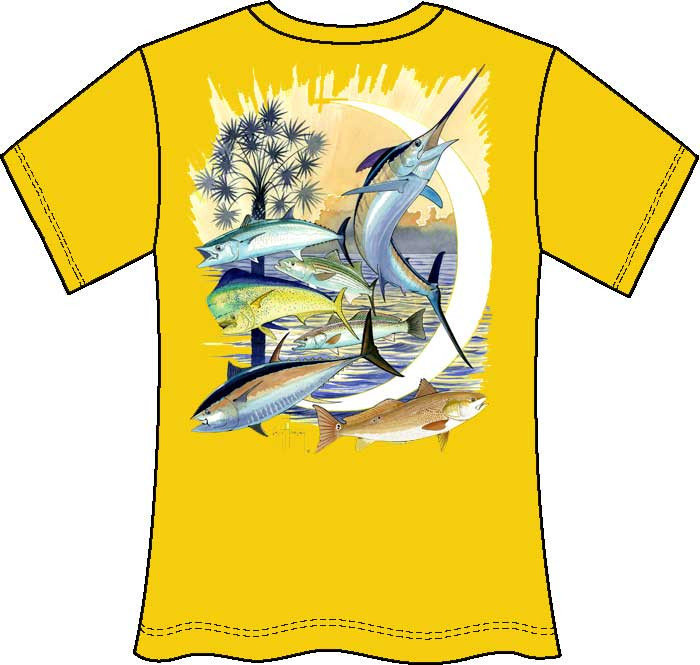 Guy Harvey Palmetto Moon Womens Classic Crew Back-Print T-Shirt