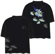 Guy Harvey Marlin Yellowfin Tuna Men's Front &  Back-Print Tee (Pocketless) in Black or Navy
