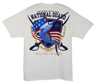  Guy Harvey National Guard  Men's Back-Print Tee w/ Pocket in White or Ocean Blue