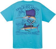 Guy Harvey Spice Islands Billfish Tourney Men's Back-Print Tee w/Pocket  in  White or Aqua Blue