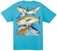 Guy Harvey Northeast Collage Back-Print Tee w/ Pocket in Aqua Blue,  White or Stonewashed Green