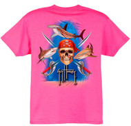 Guy Harvey Pirate Shark Boys Tee Shirt in Black, Orange, Hot Pink, Lime or White