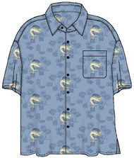 Guy Harvey Mahi Tapa Woven, Aloha-Style Shirt in Denim Blue
