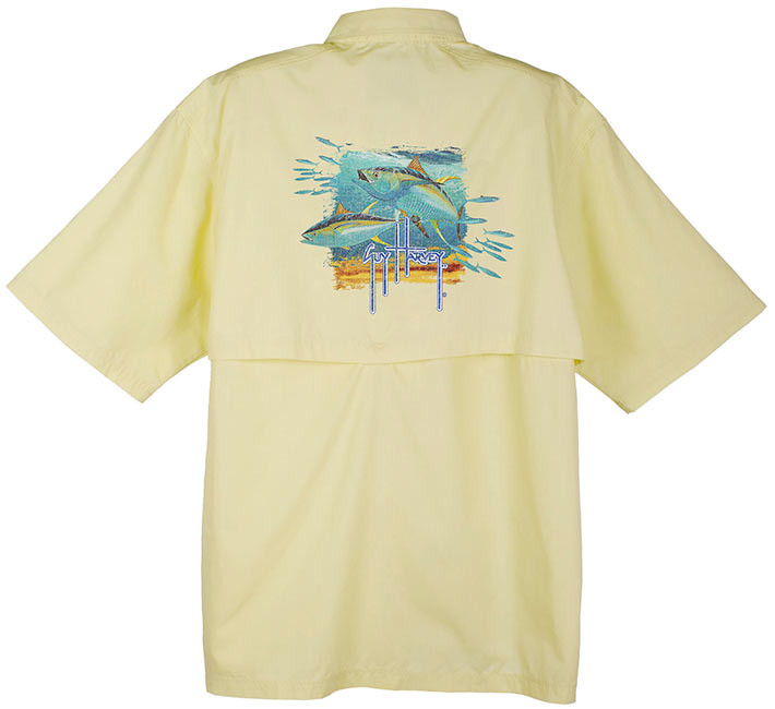 Guy Harvey Tuna Splash Graphical Technical Short Sleeve Fishing Shirt in  White, Yellow or Natural