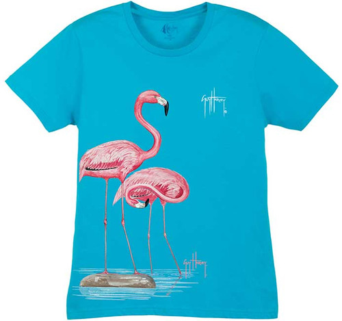 Guy Harvey Two Flamingos Ladies Front-Print T-Shirt
