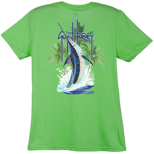 Guy Harvey Palm Tree Splash Ladies Back-Print T-Shirt