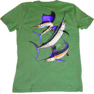 Guy Harvey Grand Slam Ladies Back-Print Tee with Front Signature in Green