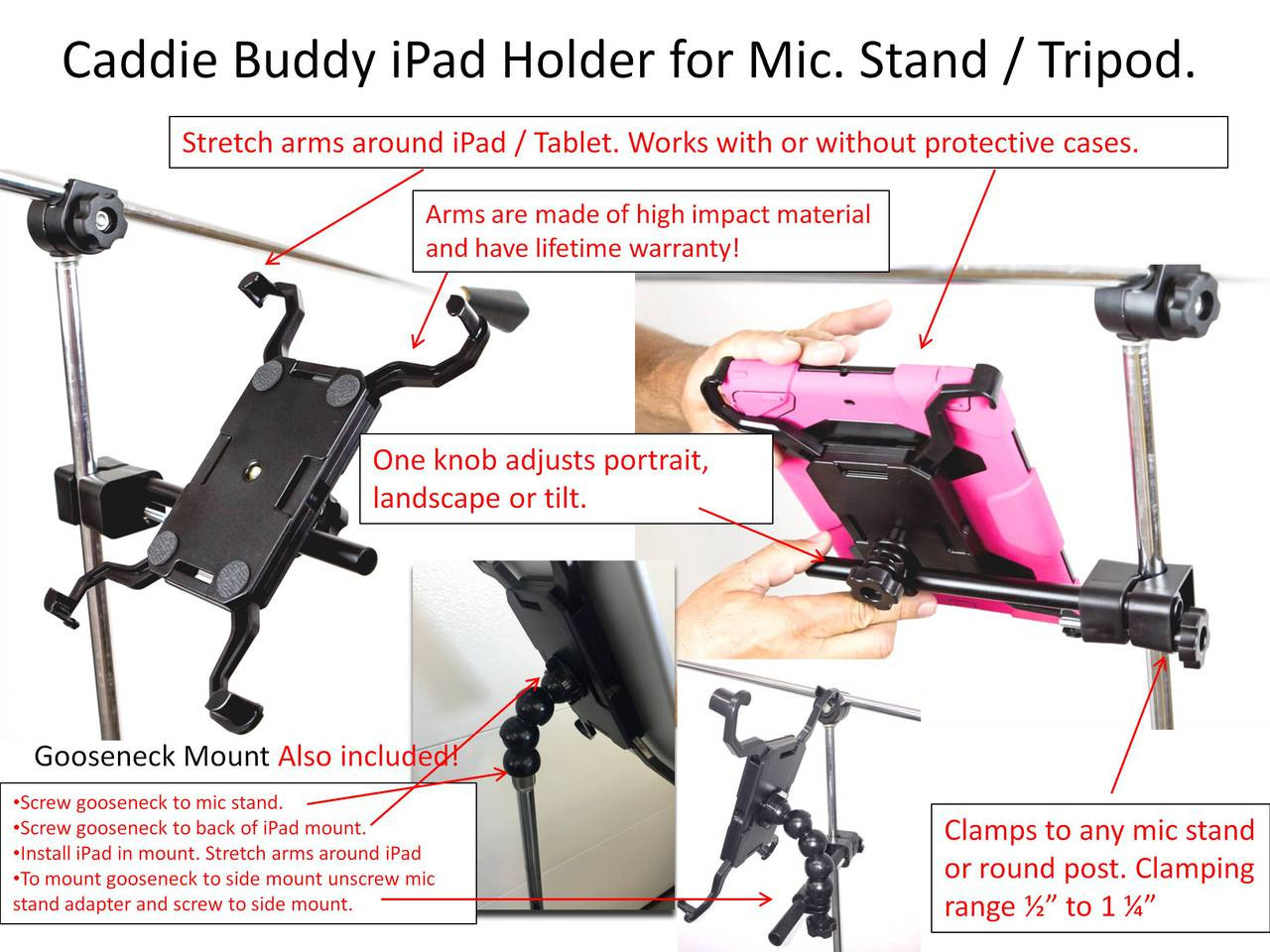Phone Mic Stand Holder/Mount - Caddie Buddy