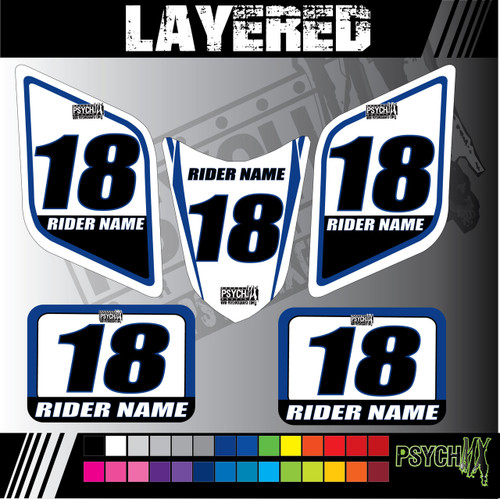 ATV Number Graphics Sticker Set / PsychMxGrafix / Layered Graphics / Black, Suzuki Blue & White