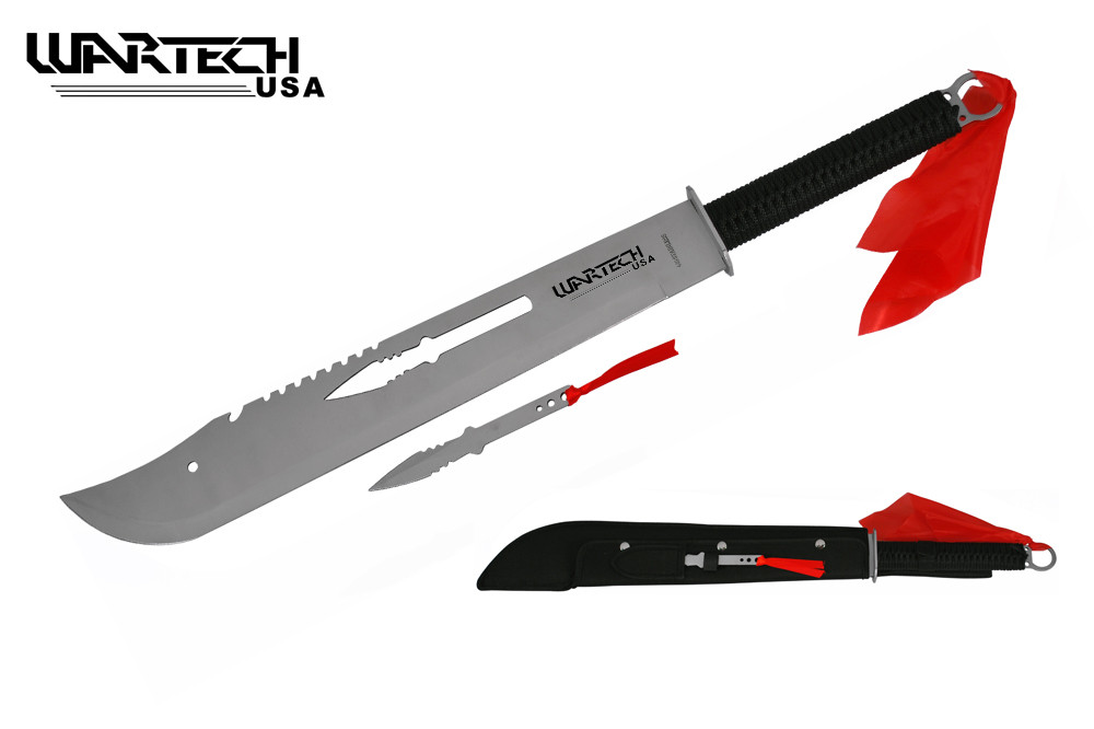 27 Full Tang Ninja Combat Machete Sword With Throwing Knife And Sheath 4969
