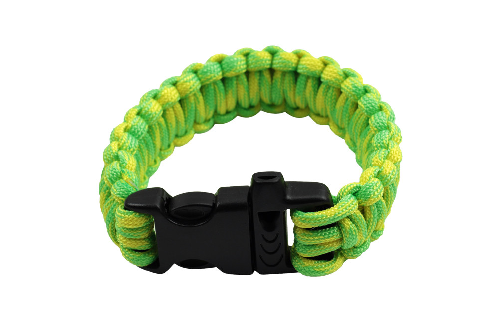 10" Paracord Bracelet / Emergency Whistle Luminous Green 10 Feet Cord