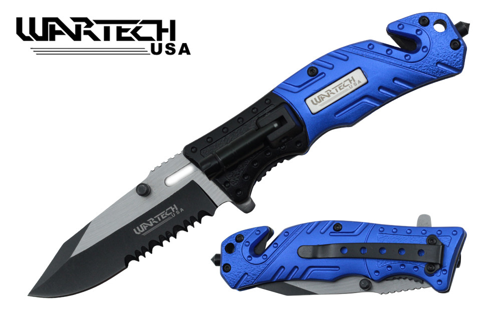 Wartech 8" Tactical Assisted Folding Knife with LED Light YCS9023BL