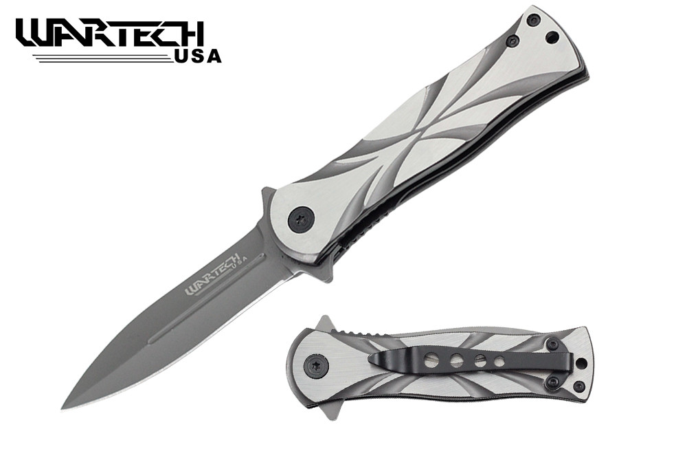 Wartech 8" Tactical Assisted Folding Knife with Belt Clip Rainbow