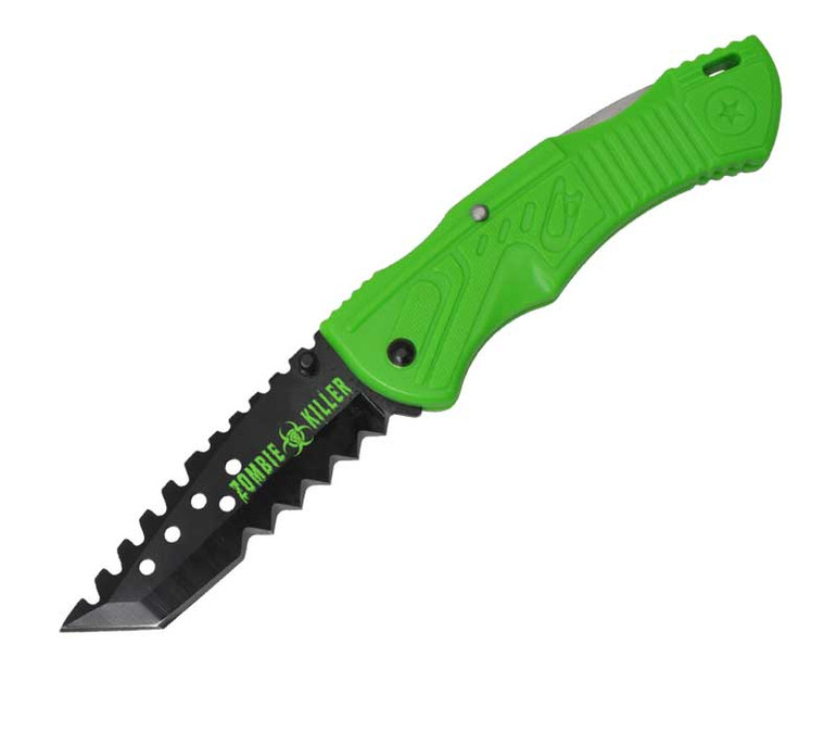 8" Tactical Zombie Killer Pocket Folding Joker Knife Serrated Blade