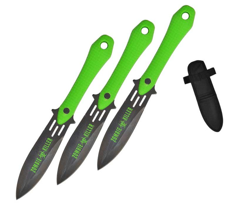 7.25" Zombie Killer Throwing Knife Set with Sheath 3 Pcs Set