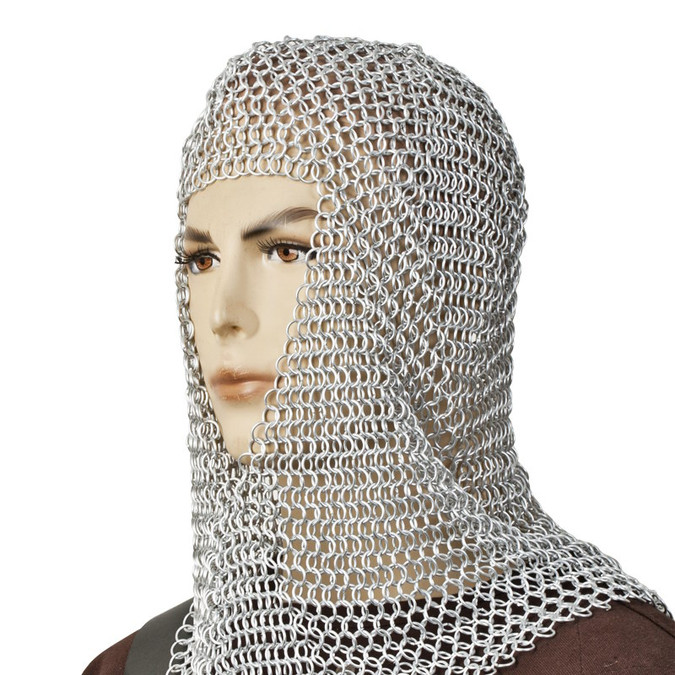 Medieval Chainmail Head Coif Aluminum Butted Wire LARP Movie Costume ...