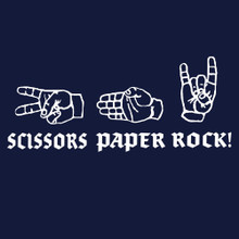  Scissors Paper Rock!  Metal music T shirt  Horns Up!