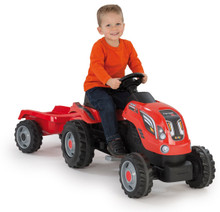 Smoby Childrens Red Farmer XL Pedal Ride On Tractor and Kids Trailer