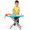 A young child using the toy steam iron and ironing board from Smoby