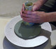 Polishing pad in use.  Just place the pad on the steel diamond disc and the magnetic backing will immediately attach it to the steel disc.