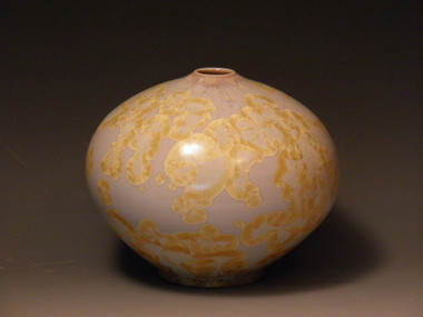 Ovoid Ivory and Gold Vase
