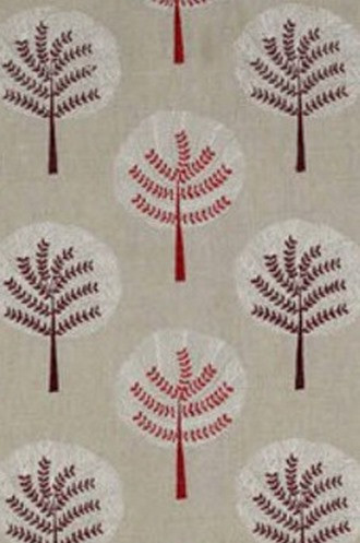 Tara Embroidered Fabric from Jane Churchill (In 3 colorways: Charcoal, Blue, Red) 