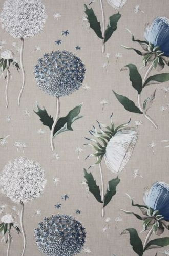 Chardon Wildflower Thistle Fabric in Blue (By Clarence House in France)
