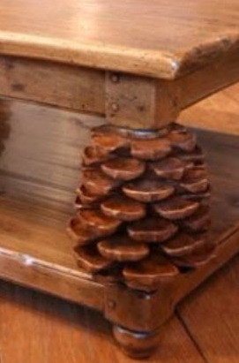 Ty Loyola Coffee Table With Carved Pine Cone Legs
