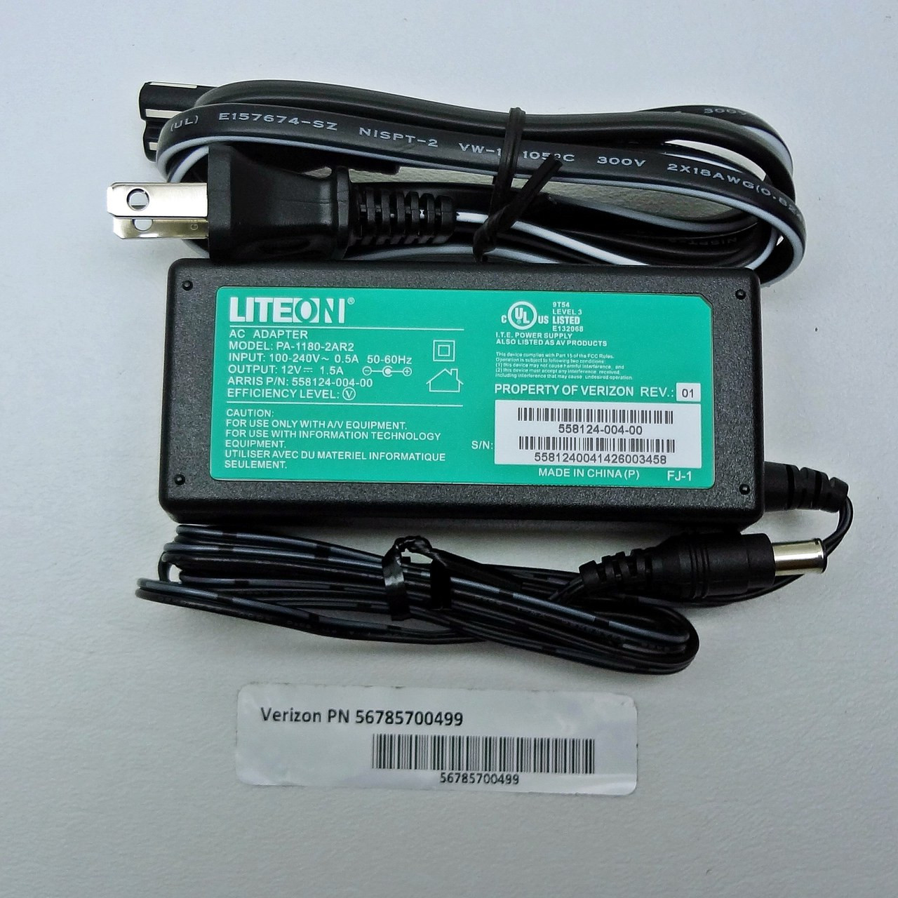 LITEON AC Adapter 12V 1.5A PA11802AR2