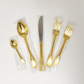Golden Shell 56 PCs Set Gold Plated Silverware Service for 8 people