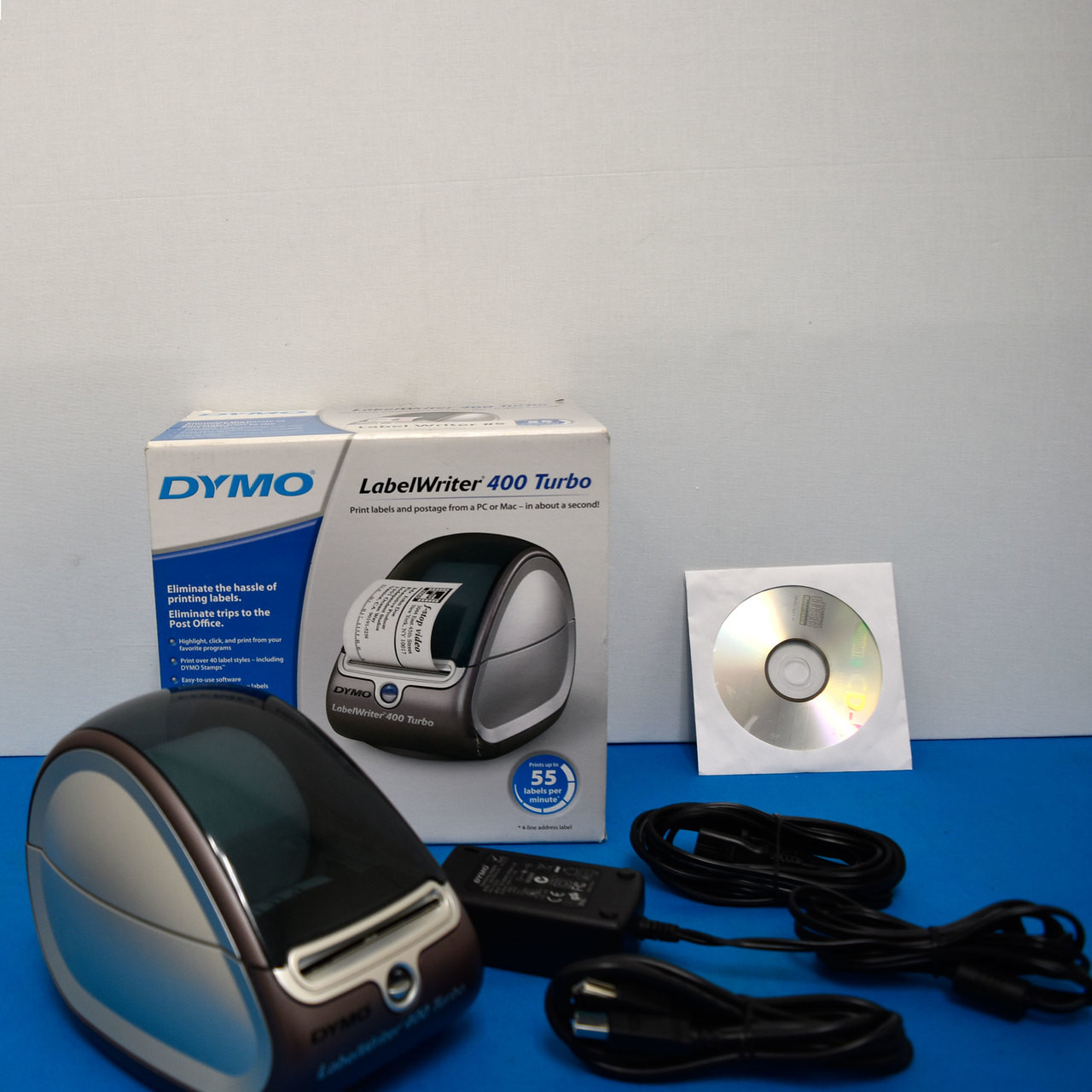 Dymo 93176 LabelWriter 400 Turbo Thermal Label Printer w/PS, USB Cable & CD