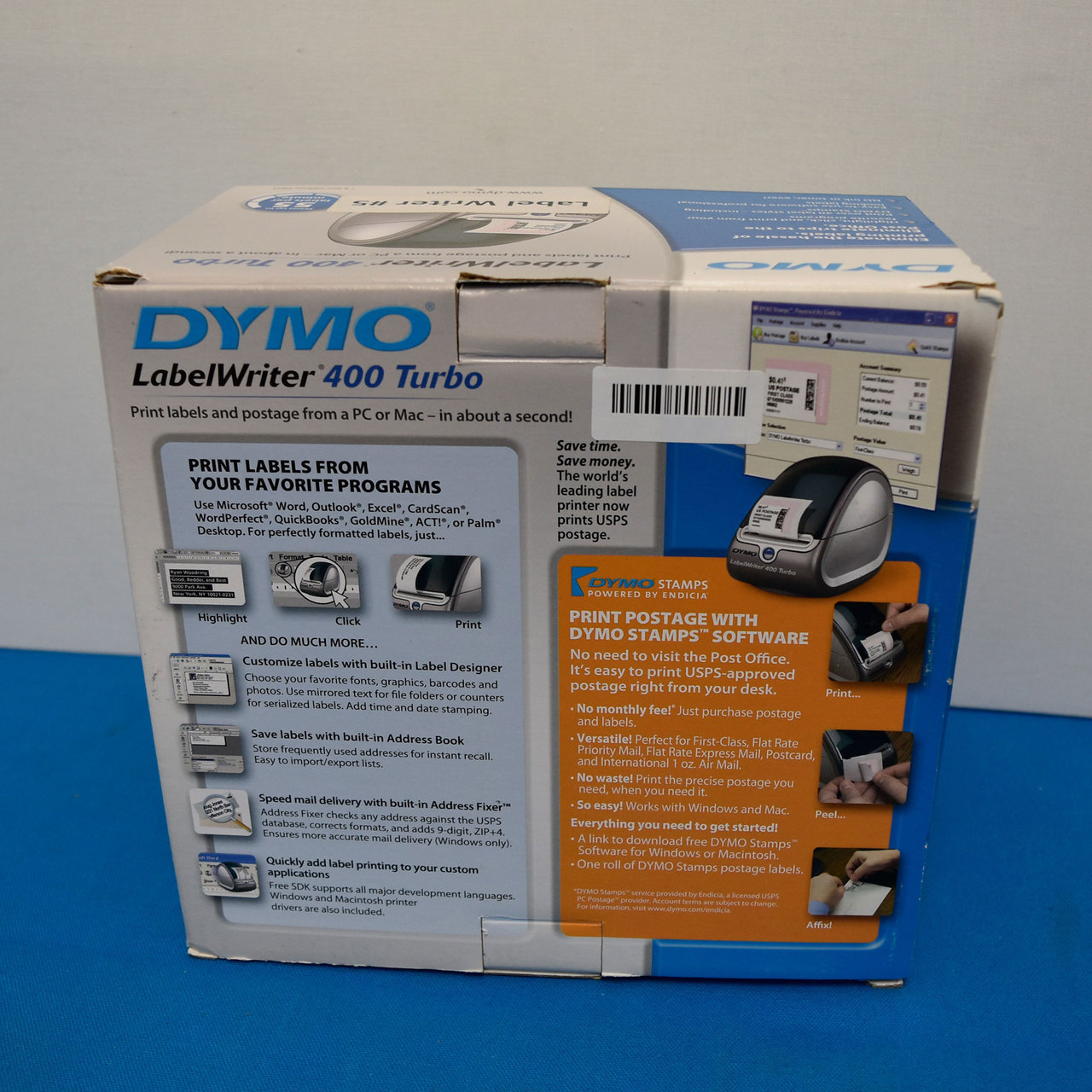 Dymo 93176 LabelWriter 400 Turbo Thermal Label Printer w/PS, USB Cable & CD