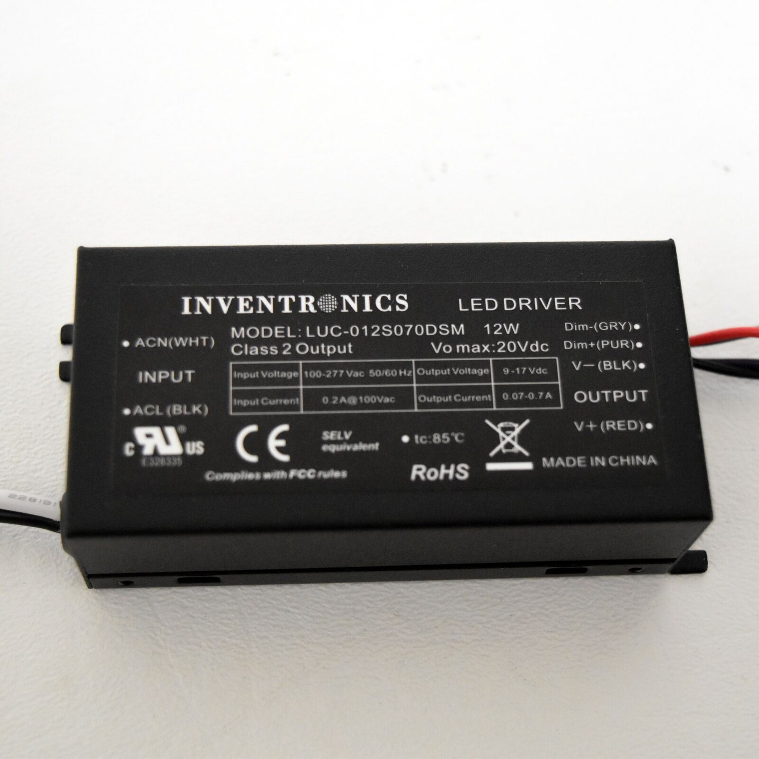 Inventronics LUC-012S070DSM LED Driver 100~277 Vac 50/60 Hz 12W New 