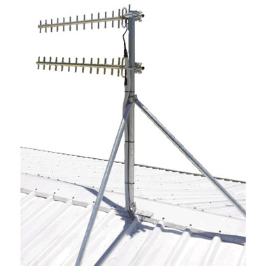 Supports large antenna applications or point to point systems

50mm OD (Outside Diameter) custom length galvanised pole

 Stay bars made from 30mm pipe with pressed ends to 45deg each

5mm thick base plate 