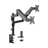 Brateck Dual Monitor Full Extension Gas Spring, Desk Clamp & Grommet Mount for 17-32" Displays