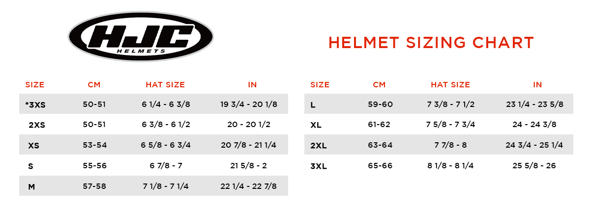 HJC Helmet Size Chart: MOTO-D Racing
